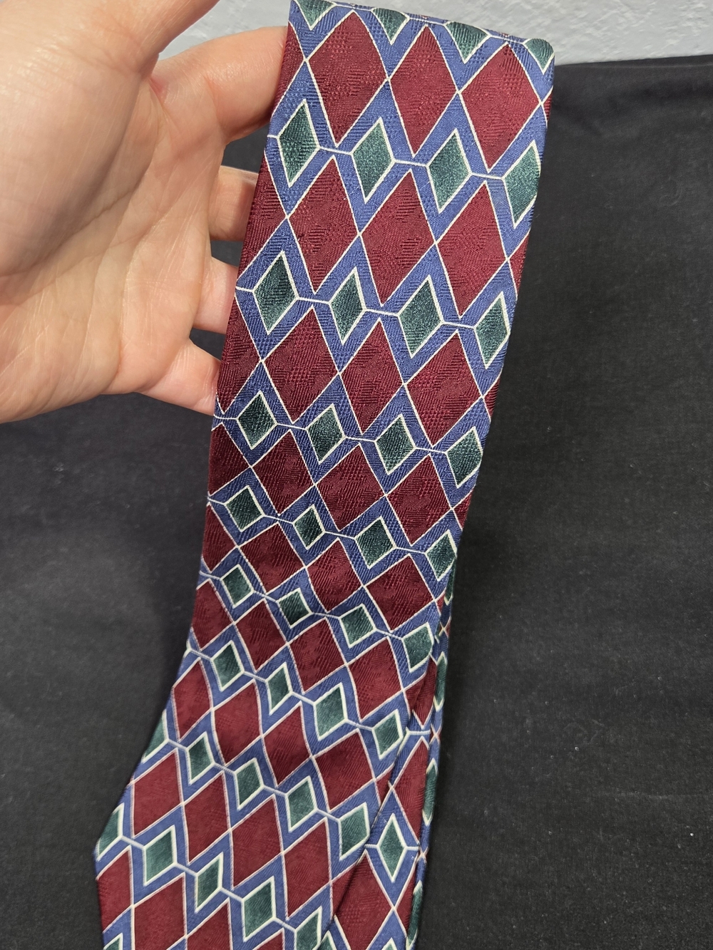 Classic Geometric Burgundy & Blue Men's Tie